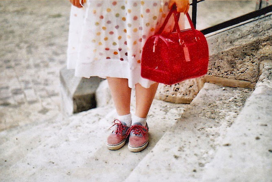 Jupe à pois et sac furla rose