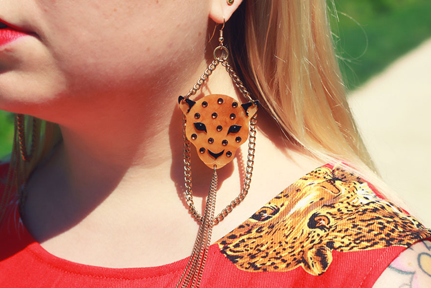 Boucle d'oreille léopard