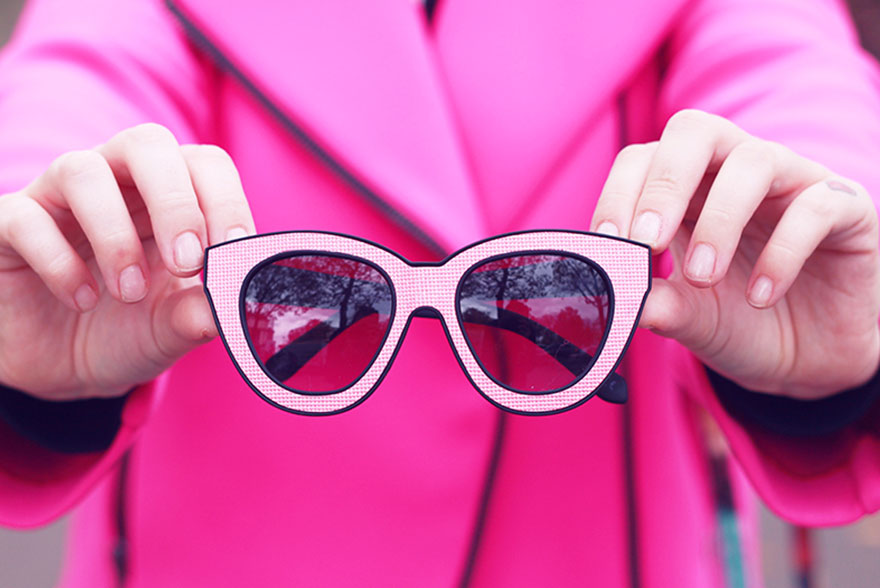 Perfecto et lunettes roses