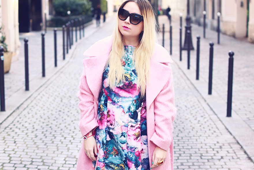 Robe Sheinside et manteau asos rose