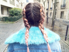 tresses cheveux dutch rose pastel