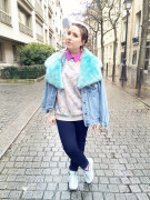 look pull mon petit poney primark col fausse fourrure pastel air max