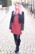 look robe tartan perfecto clouté