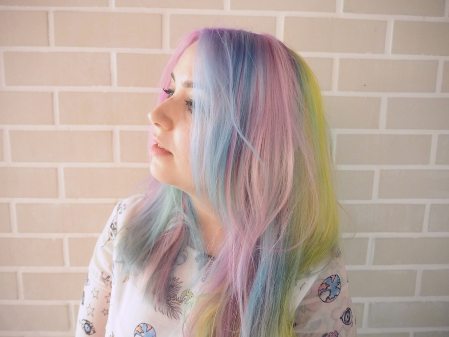 bleach rainbow hair