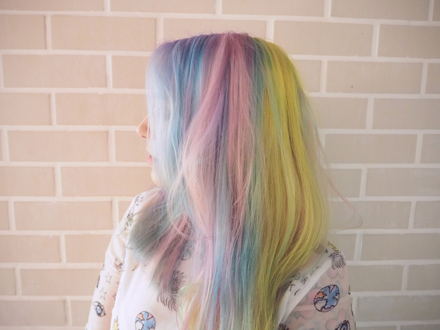 bleach rainbow hair