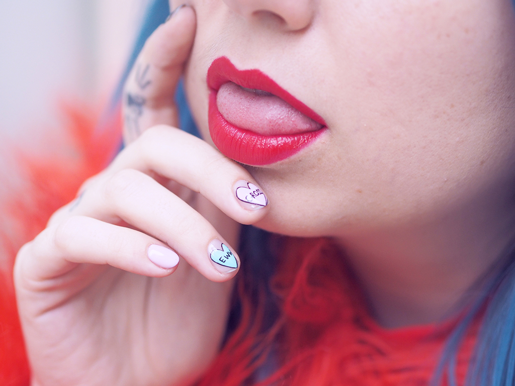 candy hearts manicure this is venice valentine's day