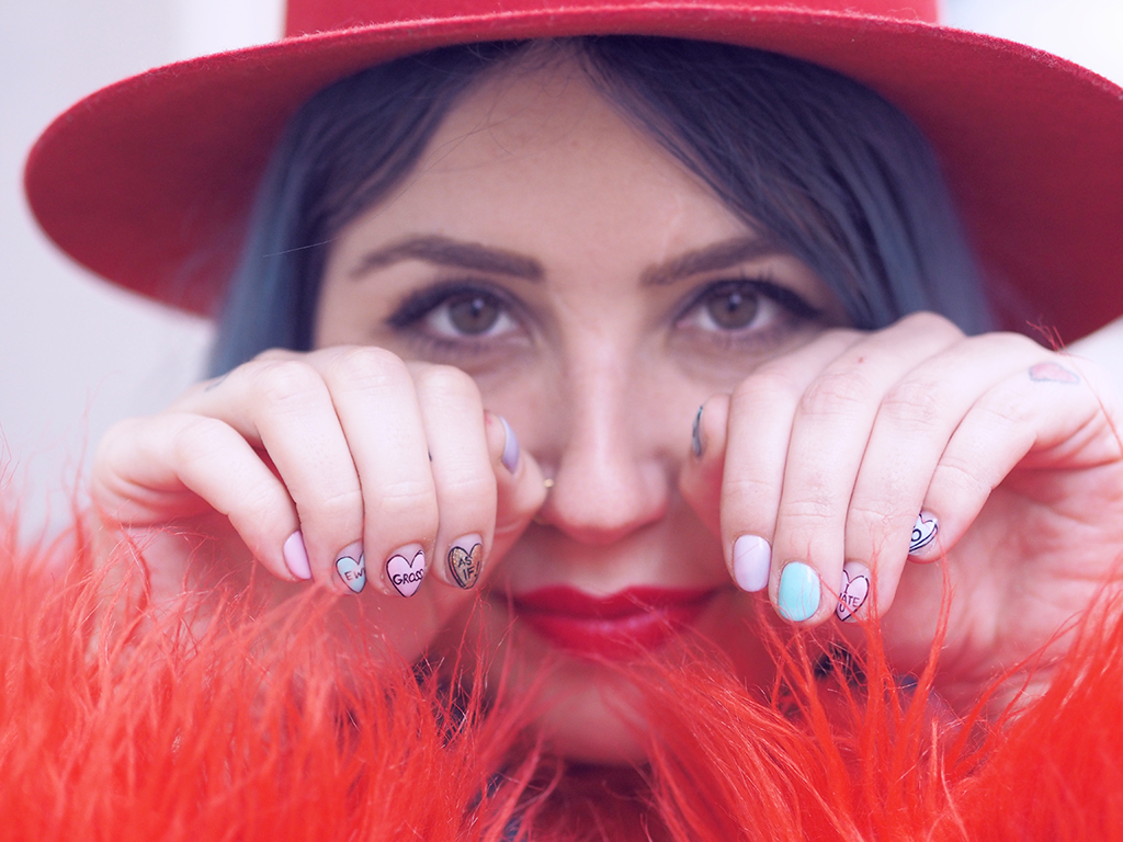 candy hearts manicure this is venice valentine's day