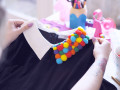 T-shirt Col Rond Imprimé Avec Pompons Oeko-tex 'miniman' - Blanc