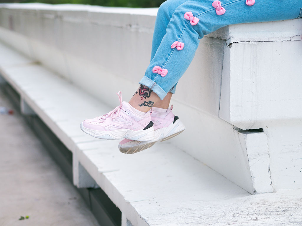 asos hello kitty nike m2k tekno pink